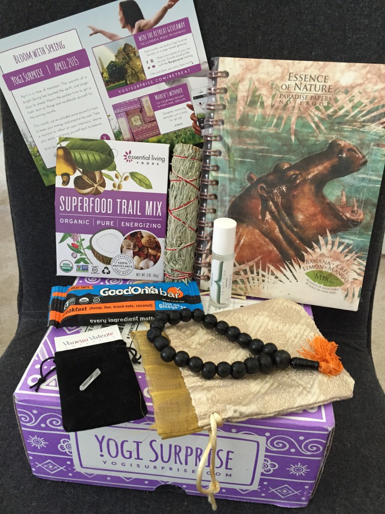 contents of yogi surprise april 2015 box with info card