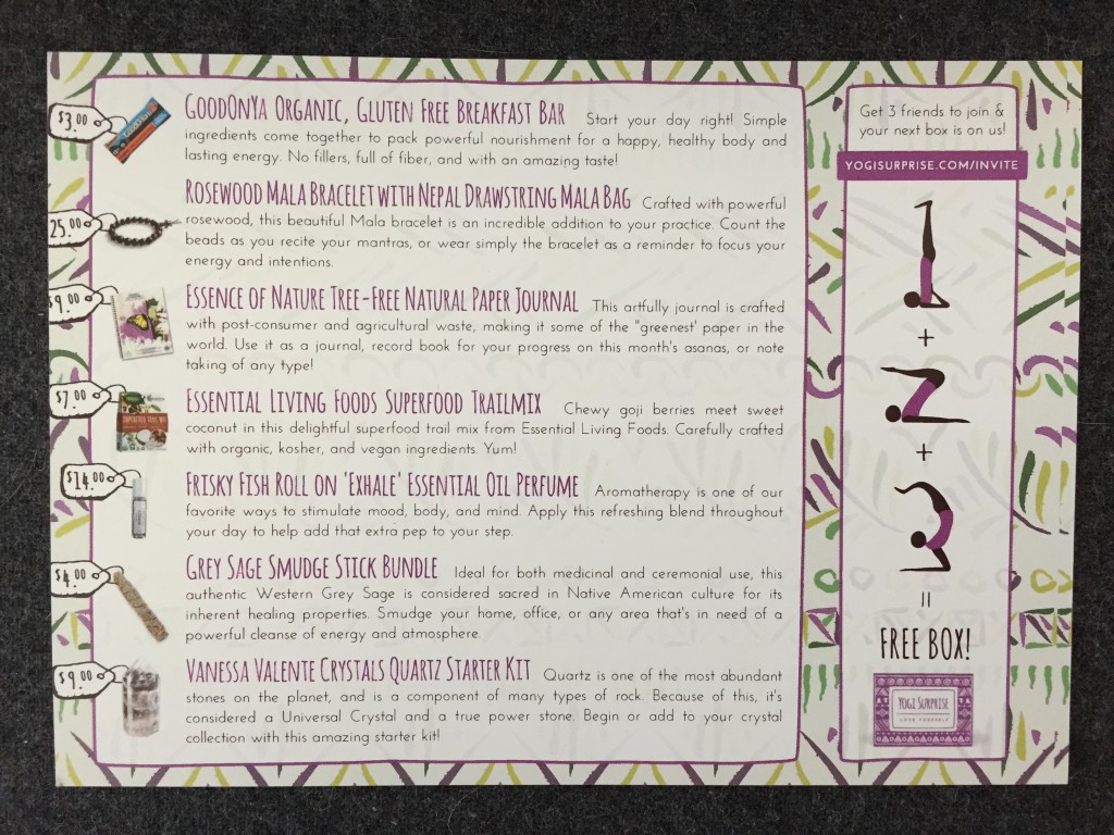 yogi surprise april 2015 info card with product details