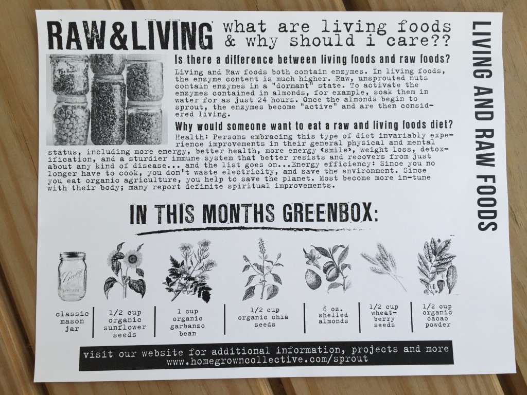 the homegrown collective april 2015 project living and raw foods info card