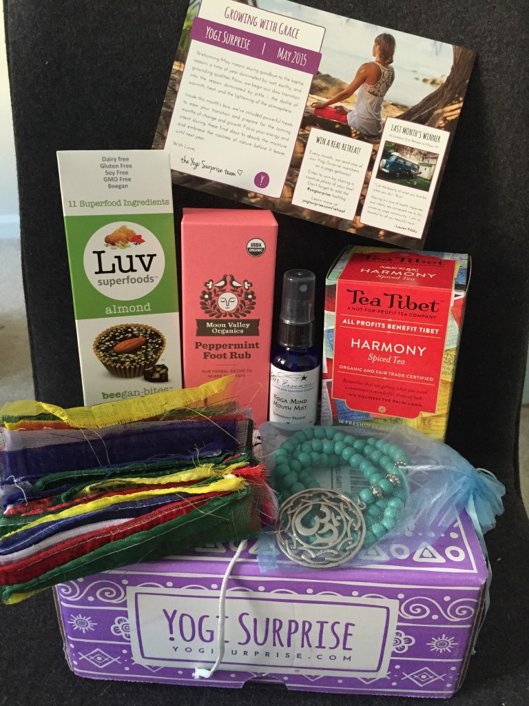 contents of yogi surprise may 2015 box with info card