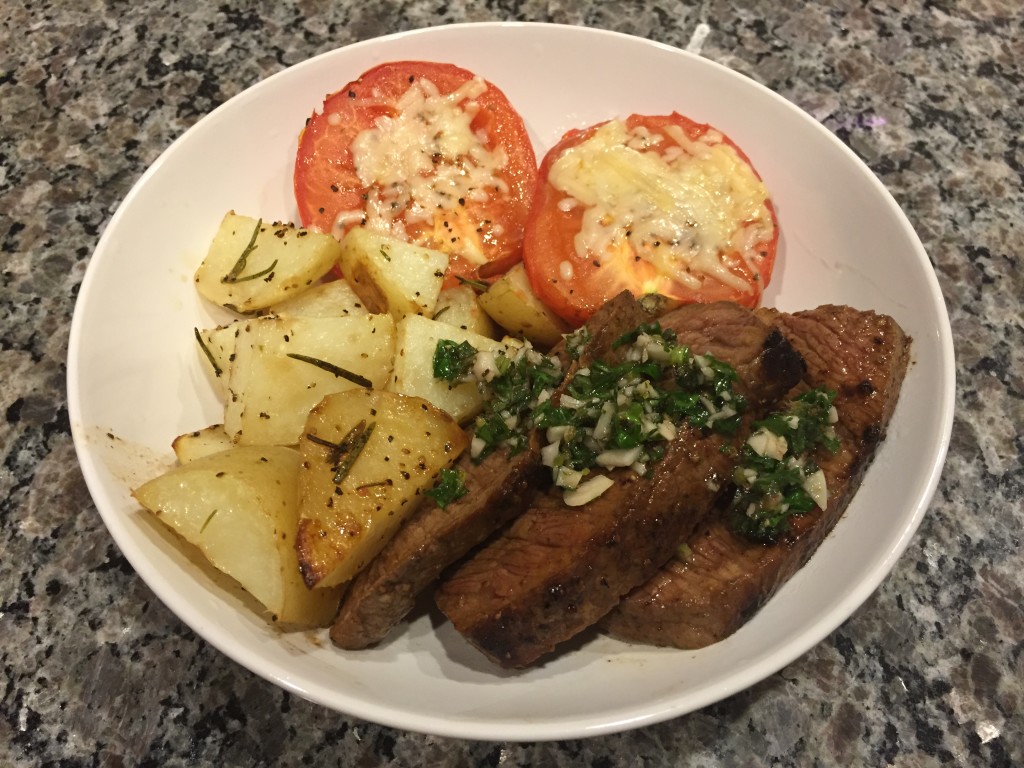 hello fresh steak tagliata with roasted tomatoes and potatoes finished product