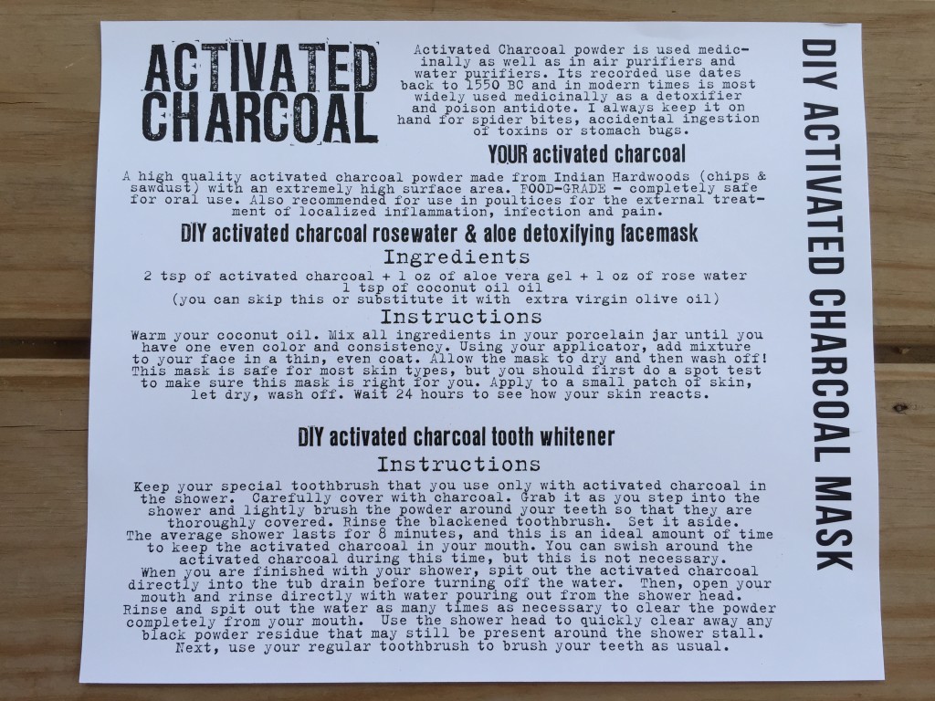 the homegrown collective may 2015 project diy activated charcoal mask info card