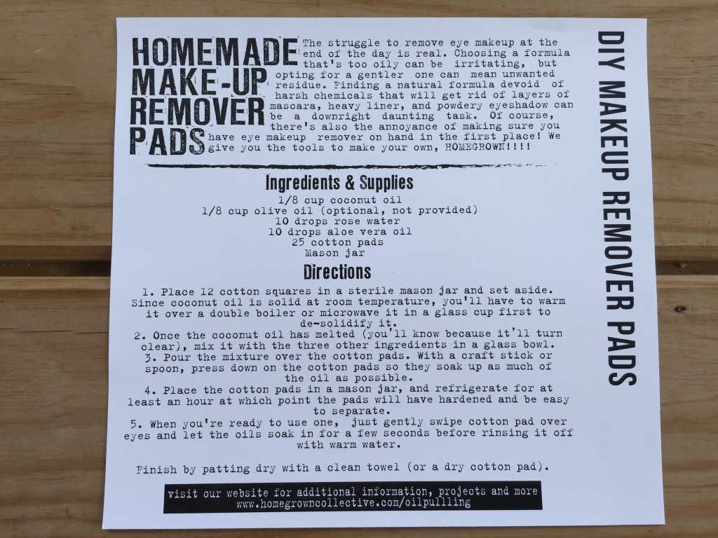 the homegrown collective may 2015 project diy makeup remover pads info card