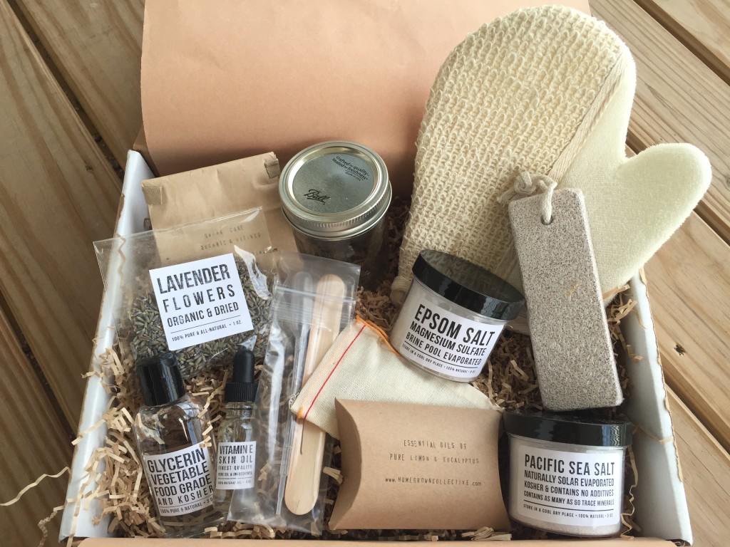 contents of the homegrown collective june 2015 box with salty & sweet theme