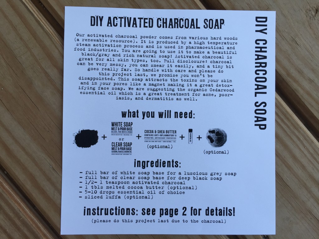 the homegrown collective july 2015 project diy charcoal soap info card