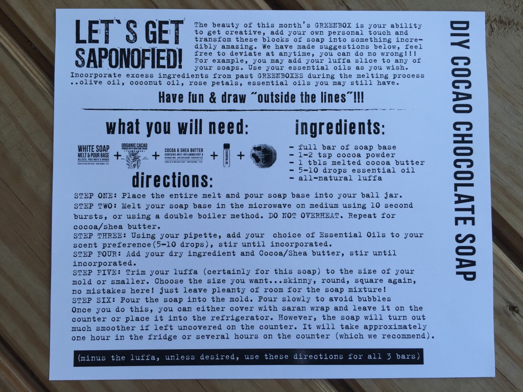 the homegrown collective july 2015 project diy cacao chocolate soap info card