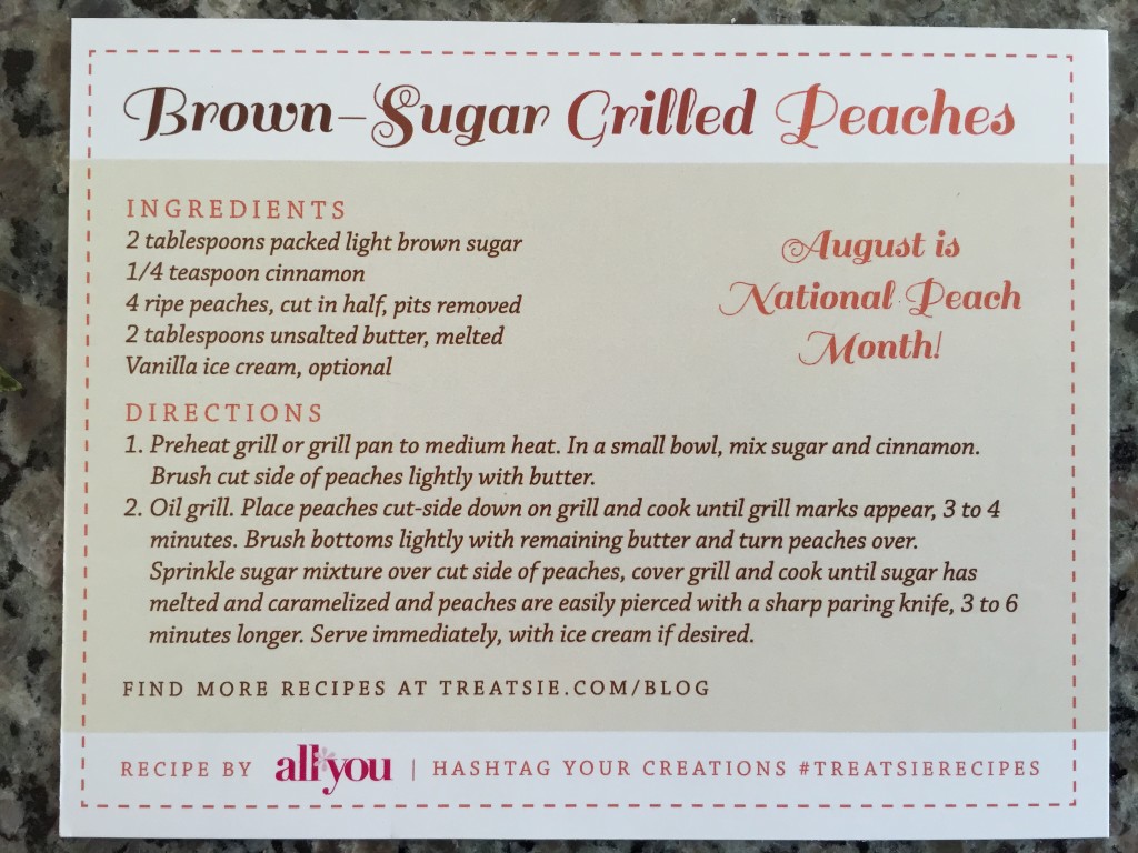 treatsie brown sugar grilled peaches recipe card