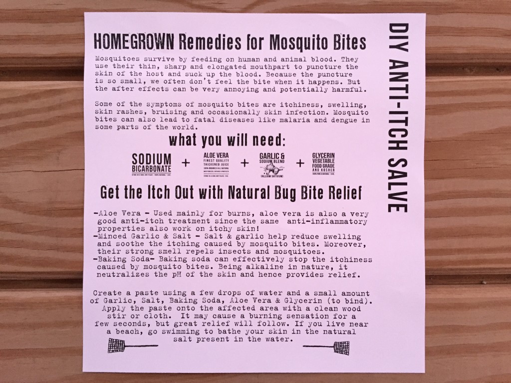 the homegrown collective august 2015 project diy anti-itch salve info card