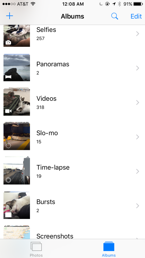 ios 9 new photos folders for selfies and screenshots