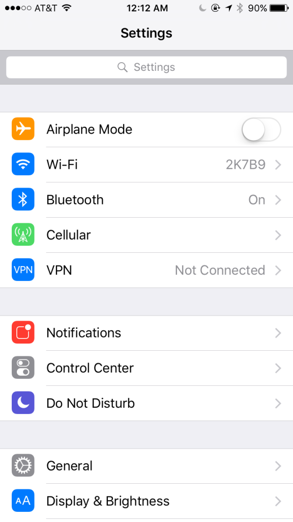 ios 9 search within settings functionality