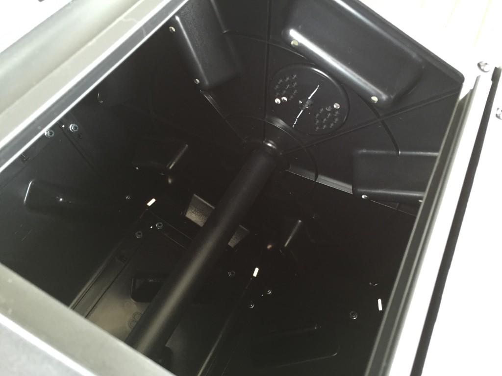 inside compartment of tumbling composter