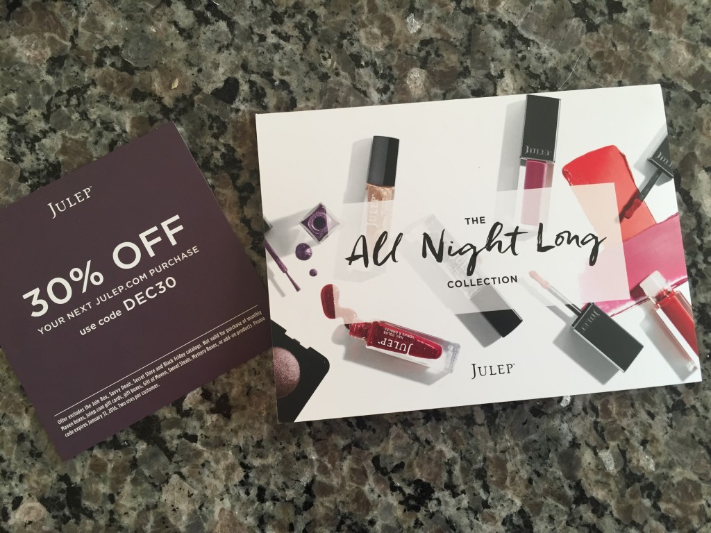 julep all night long collection card and discount offer card