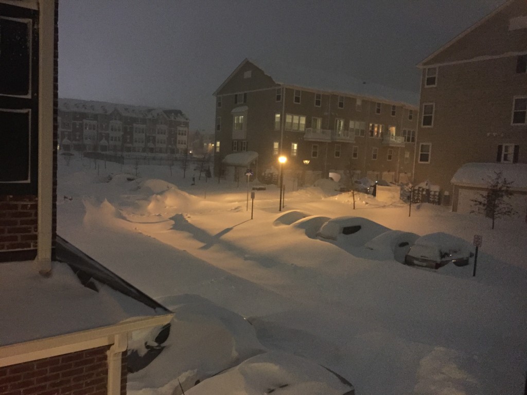 snow level on cars thirty hours into blizzard 2016