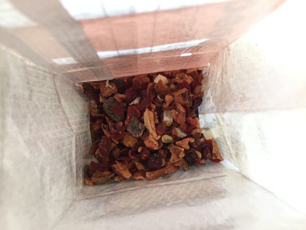 teavana peach tranquility tea sample in bag