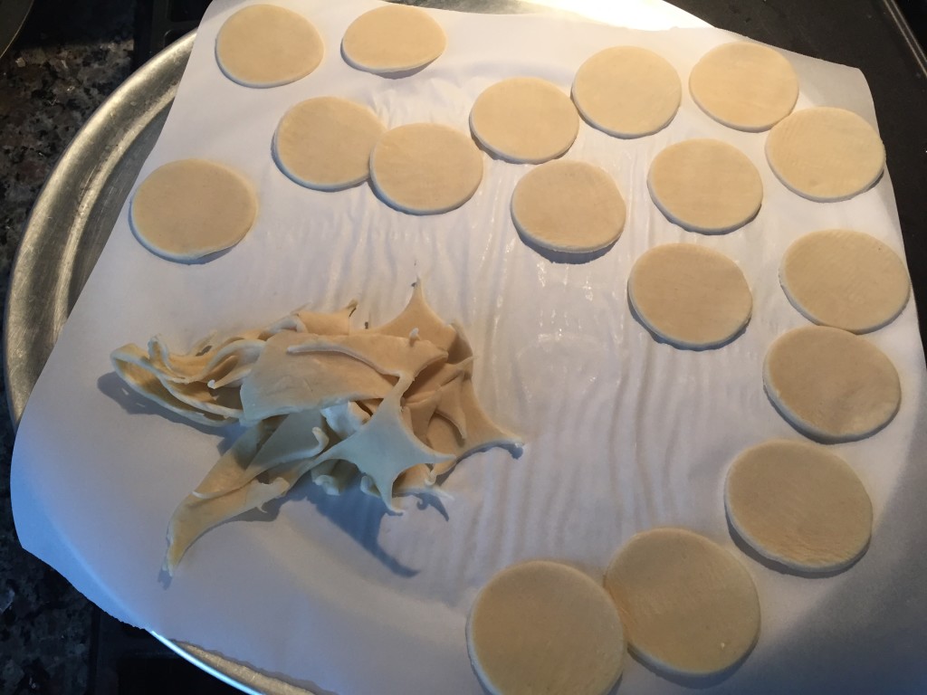 circular pie crust pieces with leftover material