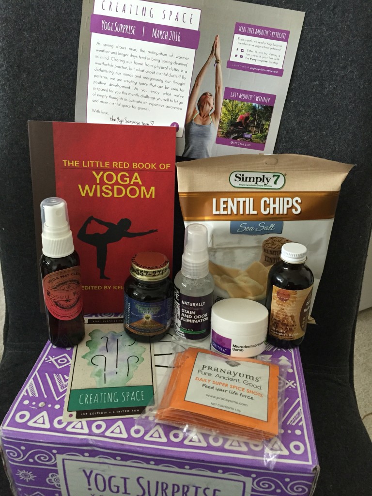 contents of yogi surprise march 2016 box with info card