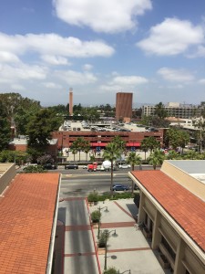 view of usc campus from 7th floor of parking garage