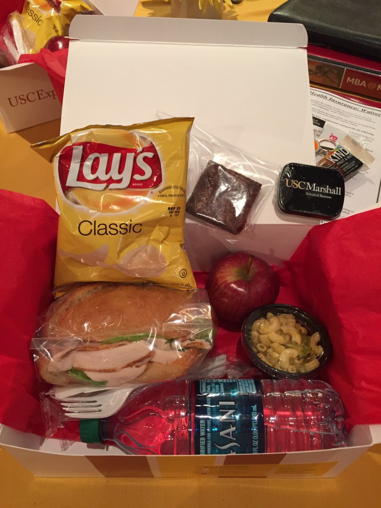 usc marshall mba box lunches provided by usc hospitality