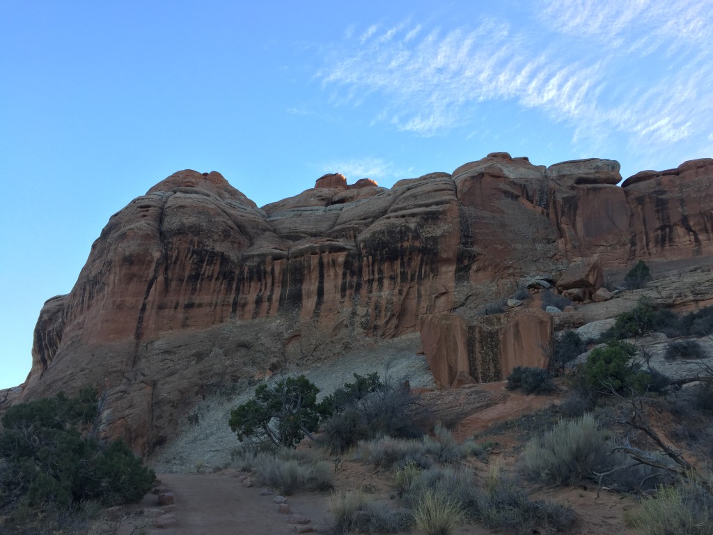 arches national park rocks against blue sky