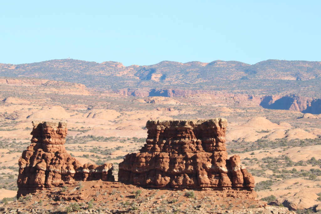 red rock formations at arches national park