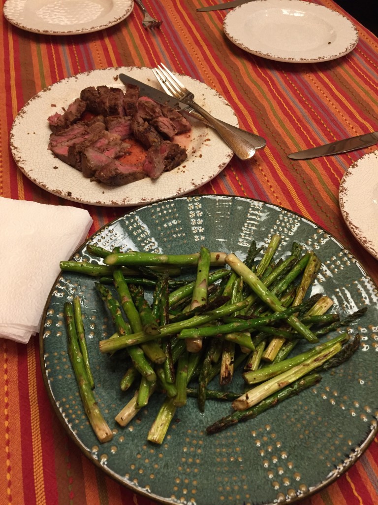 homemade steak and asparagus dinner