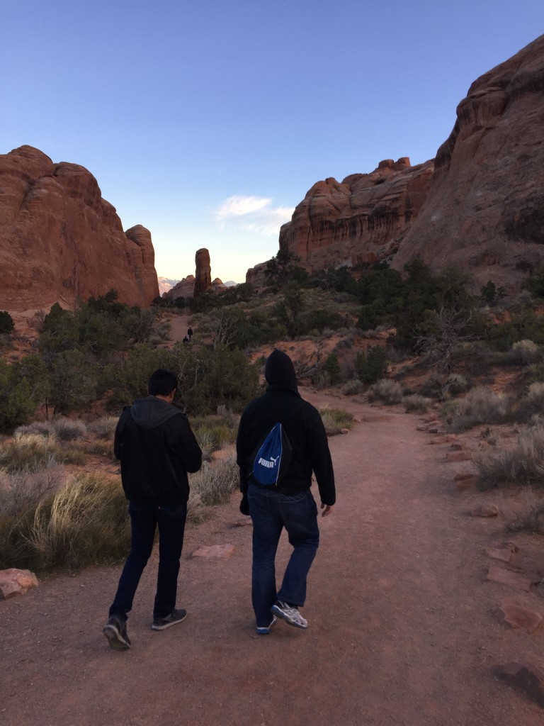 walking on trails at arches national park